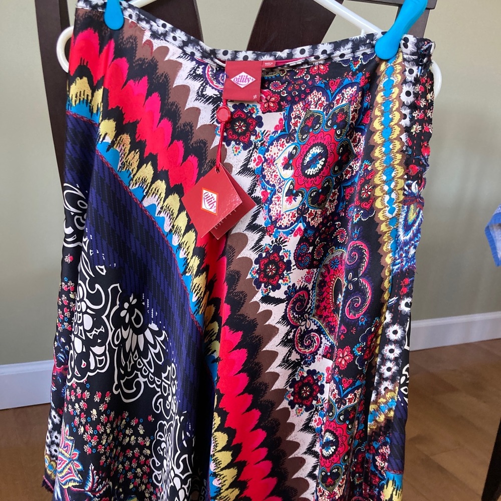 Oilily raw-edged silk skirt EUC